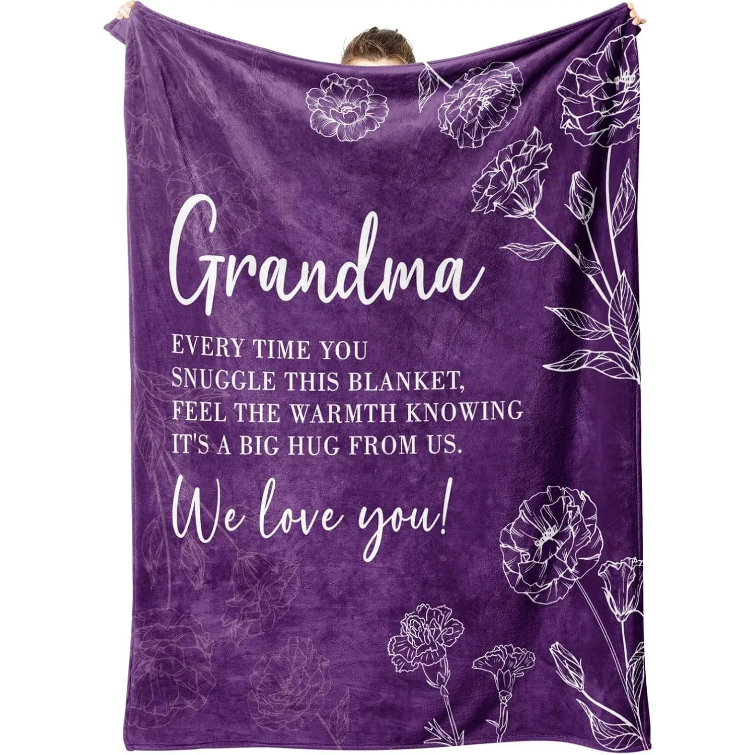 Mothers Day Grandma Gifts, Birthday Gifts for Grandma from Grandkids, to My Grandmother Soft Throw Blanket 50" x 60", Purple