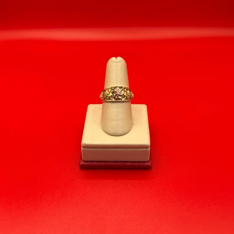 14k Gold Hibiscus Two Tone Ring