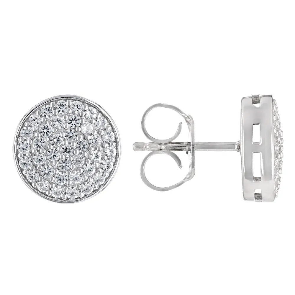 JTV White Lab Created Sapphire Rhodium Over Sterling Silver Earrings 0.79ctw