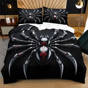 Technology inspired spider pattern duvet cover, a modern bedroom decoration gift suitable for young adults, including 1 bed duvet cover and 1 or 2 pillowcases without core and pillow