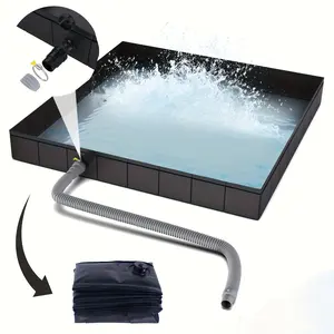 Outdoor folding shower basin, portable shower for camping vehicles, tent shower drainage trough, fishing storage basin, with drainage outlet + clamp, waterproof and leak-proof material