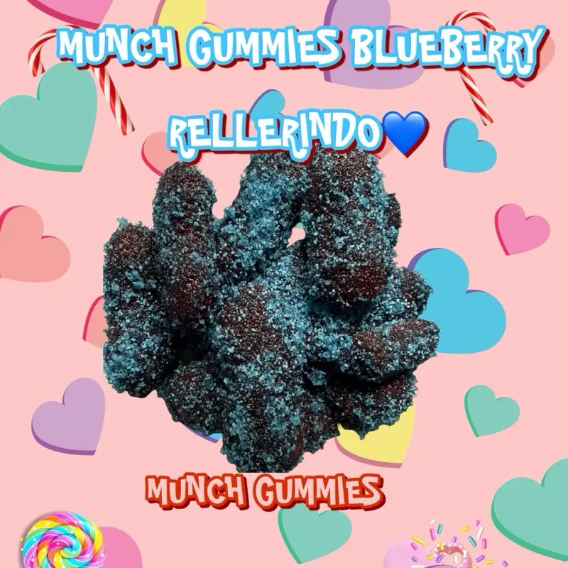 Munch Gummies ~ * Blueberry Rellerindo Snack 8oz * Includes a 1.7oz chamoy