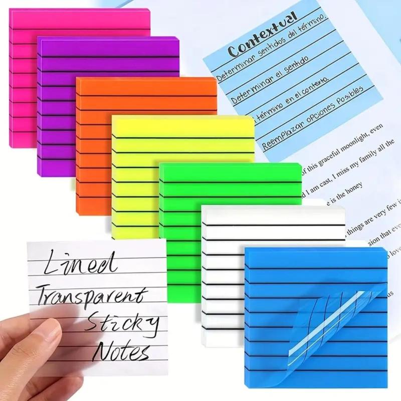 Multicolor Sticky Note, 7 Counts/set Semi-transparent Sticky Note Pads ...