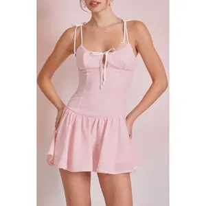 Beverly and Beck Women's Emery Striped Tie Front Mini Dress