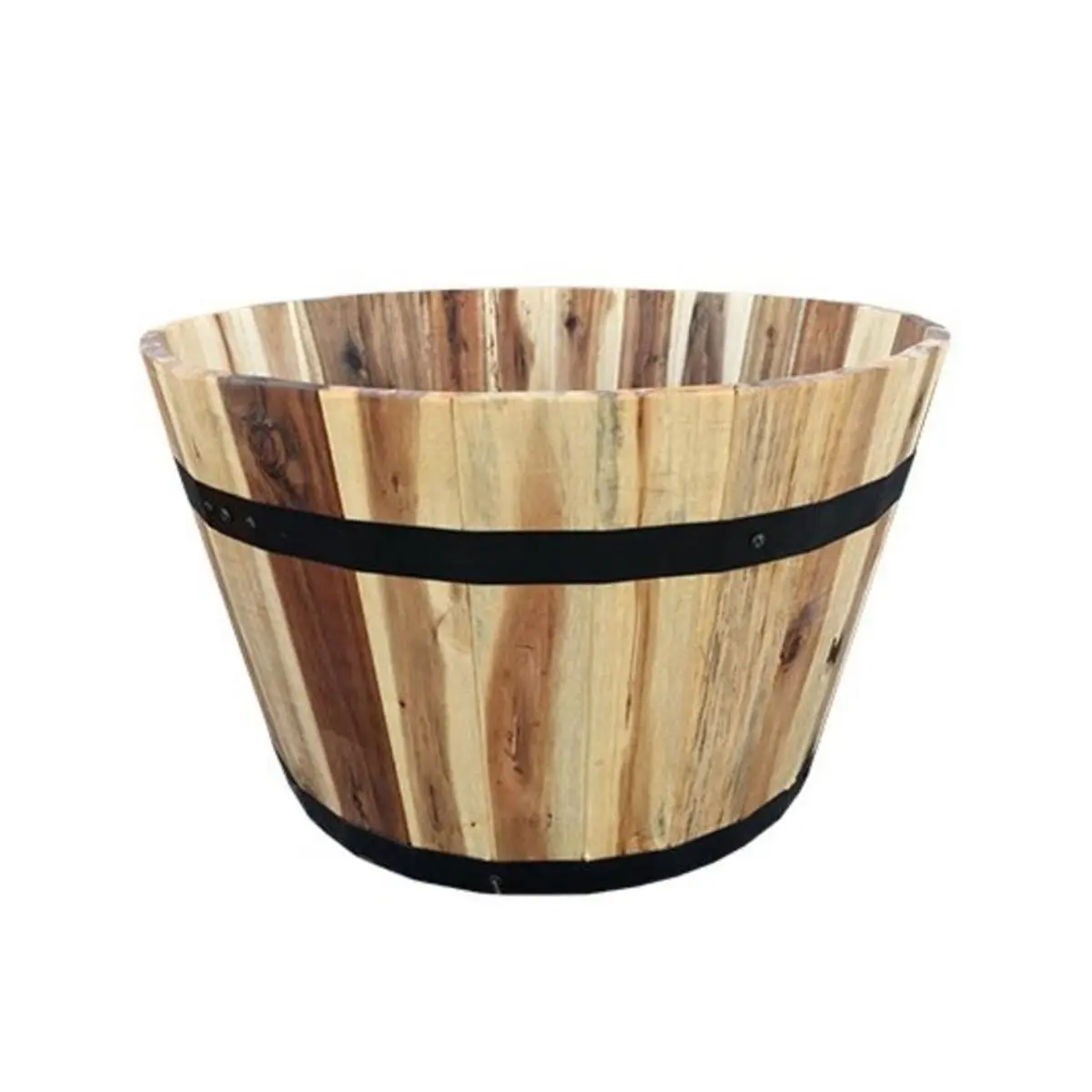 21 x 12 in. Wood Barrel Wood Planter