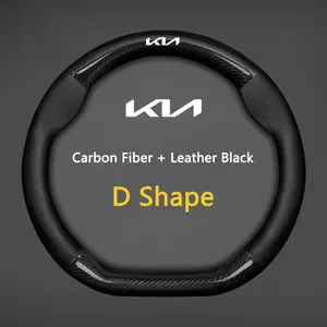 Carbon Fiber Leather Car D Shaped Steering Wheel Cover, Suede for Kia Sportage 5 Gt-Line 2021-2022, Sorento Carnival 2020 Accessories