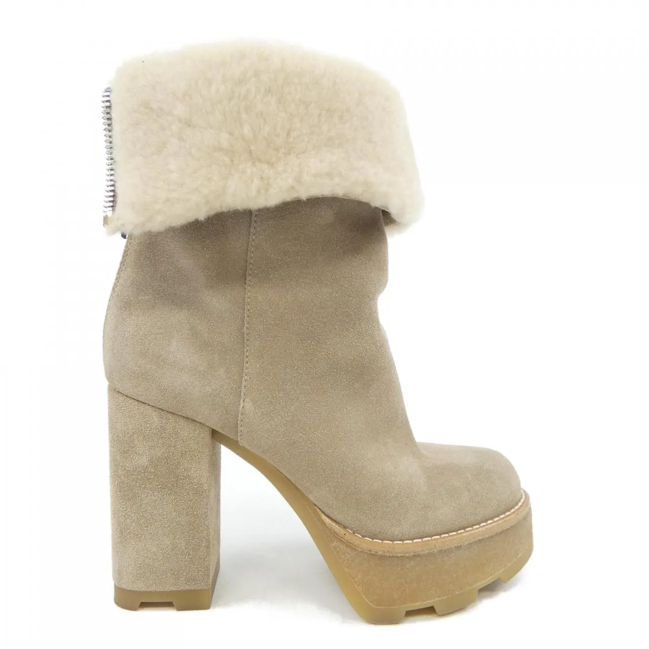Pre-owned Louis Vuitton Suede Small Leather Goods LV Boburg Line Leather Shearling Boots