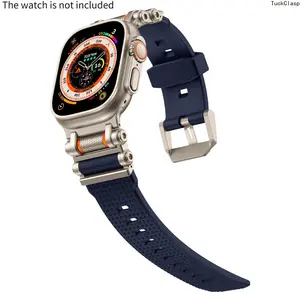 New Titanium Finish Tactical Rotating Sport Band (The watch is not included) for Apple Watch – Liquid Silicone & Metal Connectors, Fits Ultra 2/Ultra 49mm & Series 4–10/SE (44–46mm), Great Summer Gift for Men