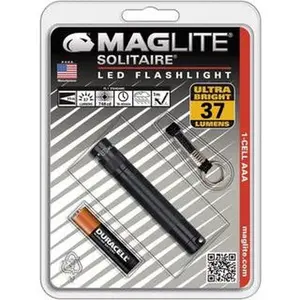 MAGLITE Clear LED Bulb, 47 Lumens, Mini Flashlight Black Aluminum Body, 1 AAA Alkaline Battery Included SJ3A016
