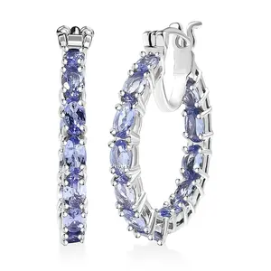 Shop LC Tanzanite 5.70 ctw Earrings in Rhodium Over Sterling Silver