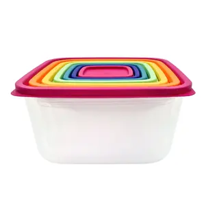 Rainbow Assorted Plastic Food Containers - 14 Piece Set