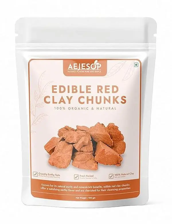 AEJESOP Red Clay, Edible Clay Chunks, Natural for Eating (Food), 3.5oz(100g)