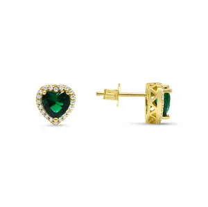 Emerald Heart Stud Earrings