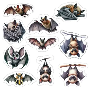 Bat Stickers, Ten Vinyl Stickers Supporting Bats, Great Bat Gift, Decorative Bat Stickers Tiles Sticker Ornaments