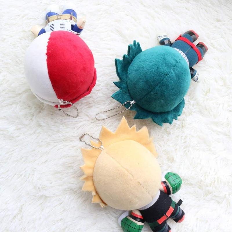 Adorable MHA Hero Plushie - Cosplay Stuffed Toy, 5.9" Red Anime Plush Doll Keychain, Perfect Gift for Fans