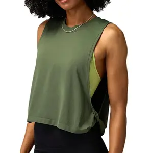 Women's Open Back Knot Workout Tank Top, Loose Sleeveless Athletic Gym Cover Up tiktokshopspringglowup