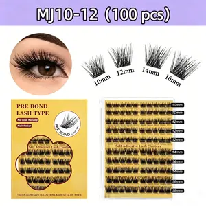 10 Pairs Glue-Free False Eyelashes Book, DIY D Curl Dense Lashes Set, 13-15mm Length, Recyclable, No Formaldehyde, Cluster Lashes