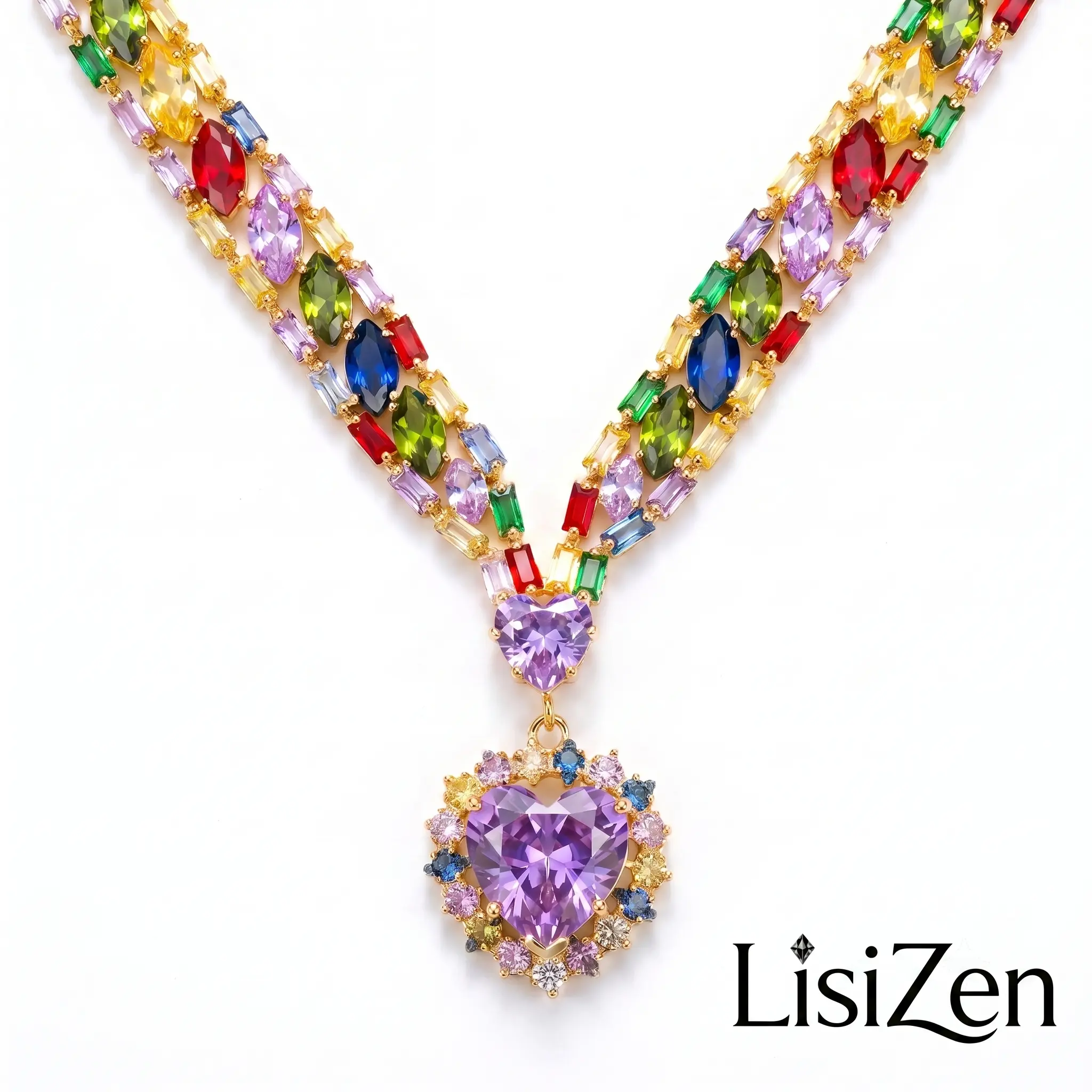 LisiZen 2026 Mermaid Princess New Shining Sparkling Ocean Heart Necklace for Women DZXL4228 DZXL4372 Chic Gorgeous Jewelry Bling Chain
