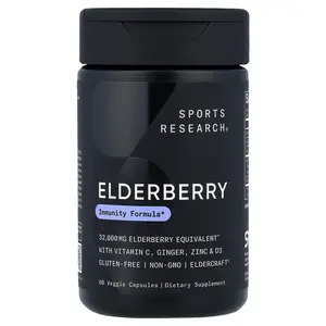 Sports Research Elderberry With Vitamin C, Ginger, Zinc & D3, 60 Veggie Capsules