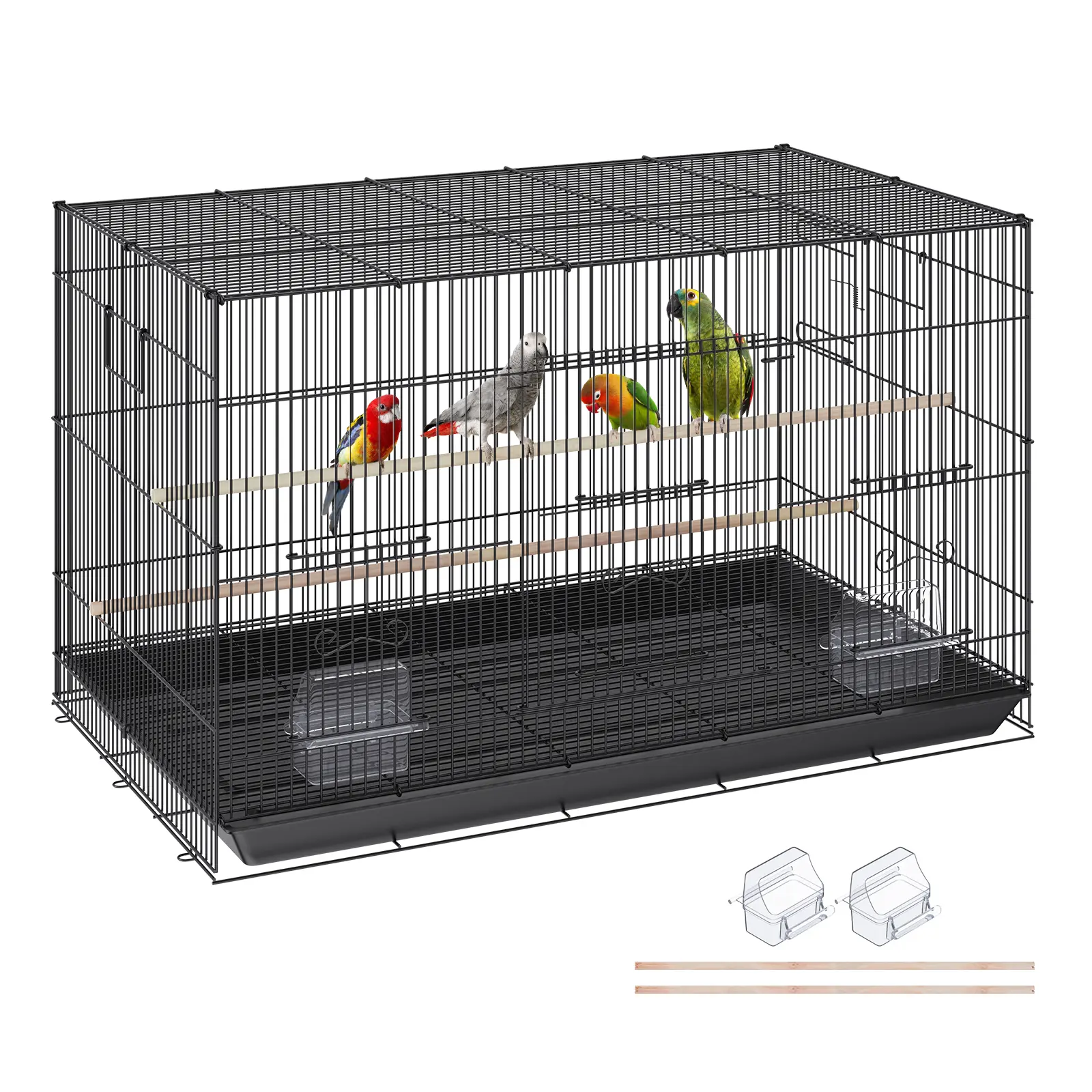 【summerfinds】VEVOR 30 inch Bird Cage, Metal Large Parakeet Cages for Cockatiels Small Parrot Budgies Lovebirds Canaries, Pet Bird Cage with Rolling Stand and Tray