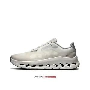 Light Gray Semi-Transparent Techwear Cushioned Shoes, Seamless Upper with Hollow Cloud Midsole Design