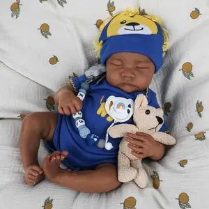 [WOOROY] Reborn Baby Doll - Birthday & Christmas Gift, 18 In African American Skin Doll, Black and Brown Skin, Soft Cloth Body & Hand-painted Hair, Gifts for Kids 3+