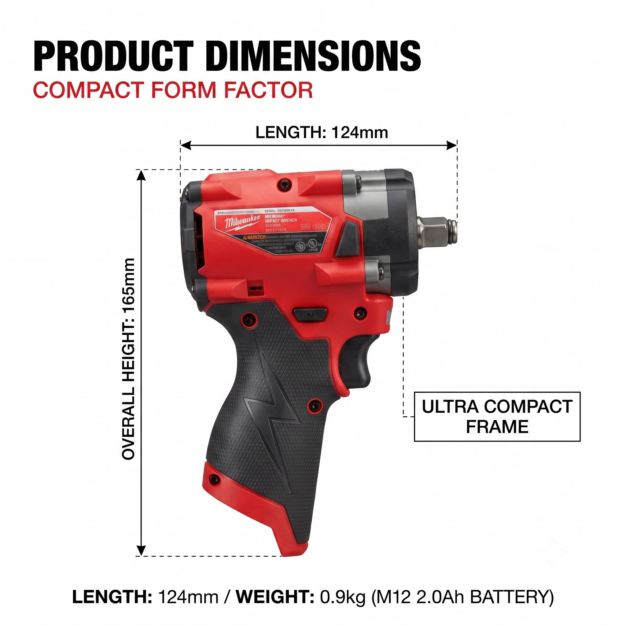 Milwaukee M12 Series 1/2" 300NM Brushless Cordless Impact Drill - Includes M12 Charger, 12V 8Ah High-Capacity Battery, Tool Bag - For Metal/Wood Screw Fastening, Metal Frame Self-Tapping Screw Installation, Charger + Bag, Wood/Metal