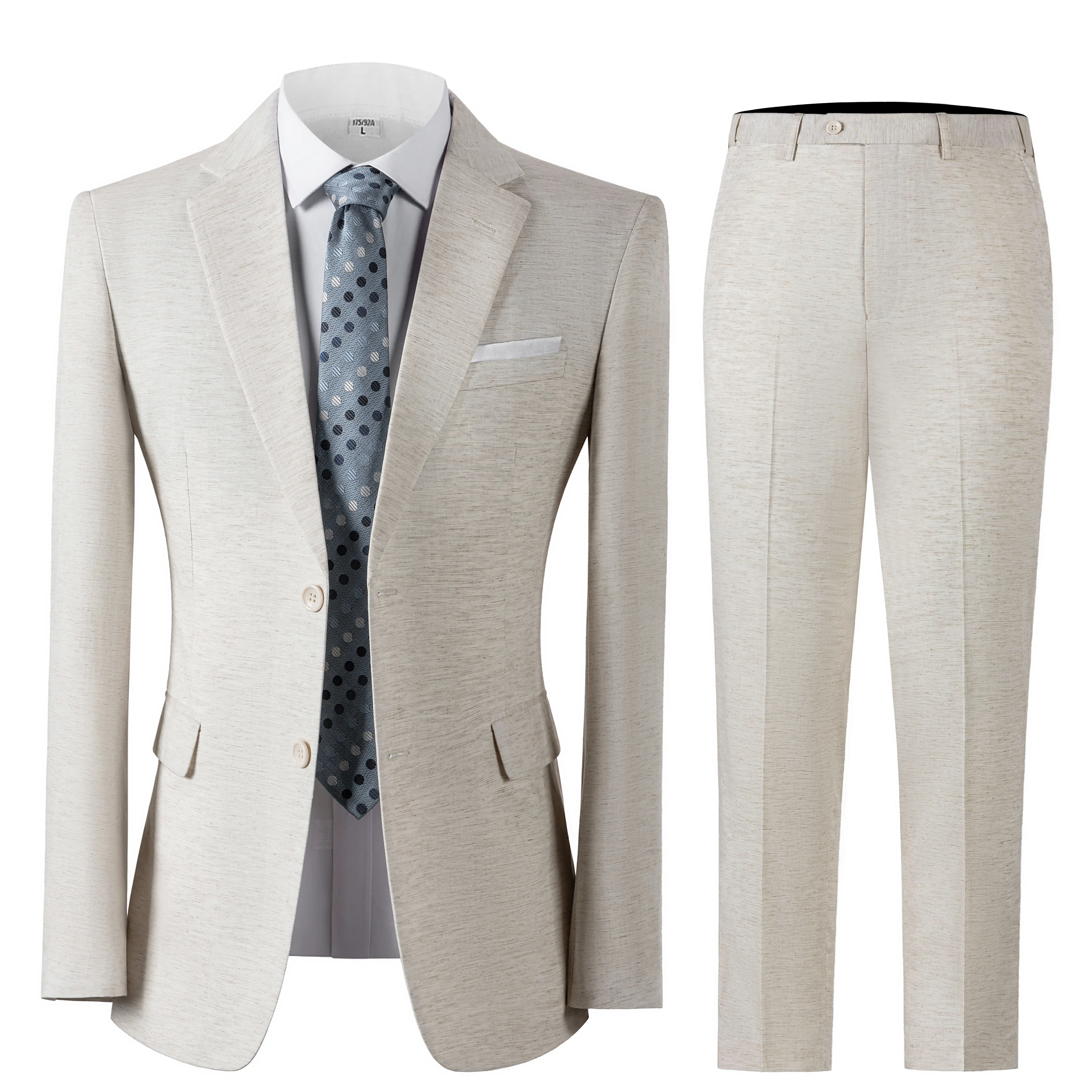Men's 2-Piece Linen Suit Summer Wedding Formal Party Event Tuxedo Elegant Casual Business Formal Wear