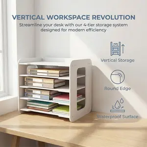 Simple Office Desktop File Rack Organizer, Desk Document Holder Storage Box, Book Stand Paper Tray, Office Supplies