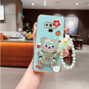 Note 9 Popular Series Fashion Strap Lanyard Phone Holder Case For Compatible With Samsung Galaxy Note 9 PC Cover and Protective Phone Cover Impact Resistant Cute Bear with Adorable Fruits Flowers Protector Cases