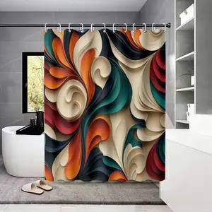 1PC Color Abstract Pattern Shower Curtain, Multiple Sizes, High-definition Digital Printed Polyester Fabric, with Hooks, Machine Washable, All Seasons, Bathroom Partition Curtain, Suitable for Walls and Bathtubs, Bathroom Decoration Accessories