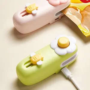 Cartoon-shaped Electric Sealing Machine Available in Three Colors, USB Rechargeable, Multifunctional Mini Household Sealer for Food Storage and Baking, Ideal for Organizing and Preserving Food, Food Storage Solution | Fun Design | Durable Plastic
