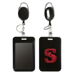 Retractable Badge Holder, Retractable Badge Reel, 2 Counts/set Durable Badge Holder with Adjustable Cord, Lightweight Clip-on Design ID Card Sleeve Cover for Nurses & Teachers