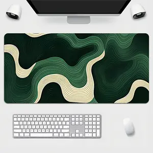 Green Abstract Textured Rectangular Mouse Pad, Large Size, Made of Natural Rubber, Durable Stitched Edges, Non-Slip Rubber Mouse Pad, Suitable for Office Computers, Laptops, Gaming Mouse Pads, Gifts for Boyfriends, Girlfriends, Desktop Accessories