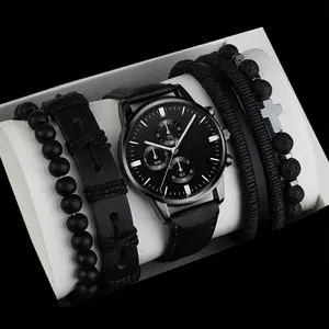 2-piece/3-piece/5-piece set stylish men's watch business quartz watch and bracelet set simple watch men's watch