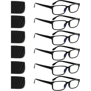 GILDEMU 6-Pack Reading Glasses Blue Light Blocking,Spring Hinge Readers for Men Women,Computer Eyeglasses Storage Durable Mirror