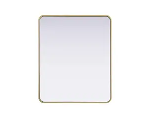 360 Stand MR8A3036BRA Modern Metal Contour Rectangle Mirror, 30x36 in, Rounded Edges, Brass Finish, Smooth Decorative Hanging Elegant Home Decor Accessory, Iron