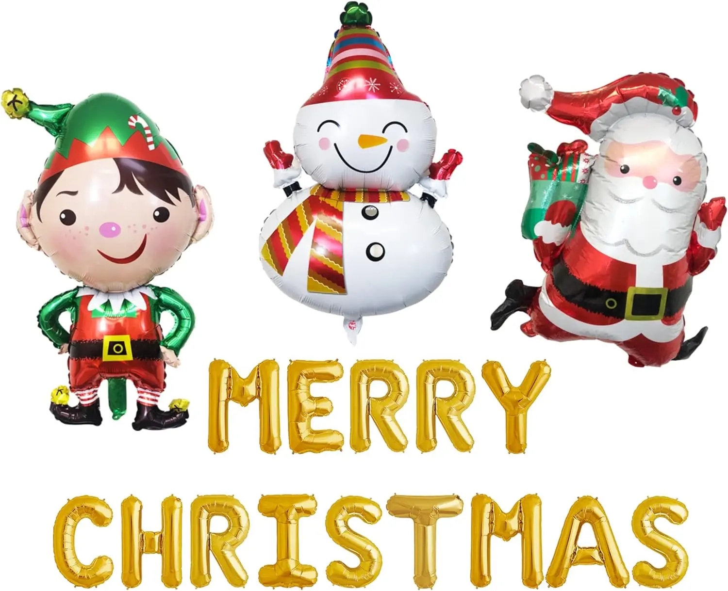 Merry Christmas Balloon Banner, Christmas Party Decorations, We Sleigh All Day Friends Christmas Decorations, Santa Balloon Elf Balloons