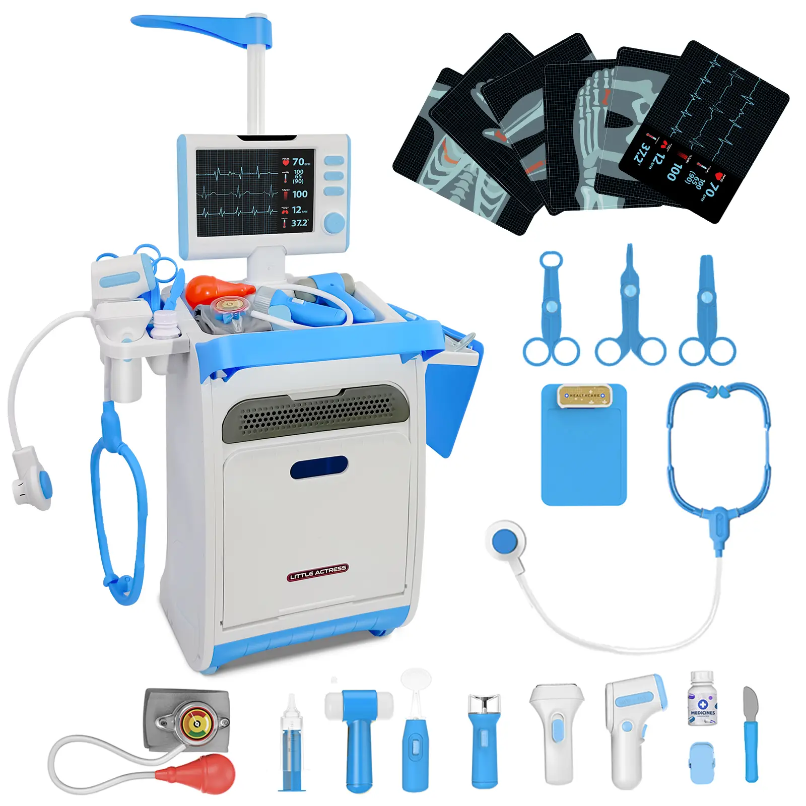 Talgic Doctor Kit for 3-5, Pretend Doctor Play Set with Cart, Stethoscope and Thermometer, Doctor Kit for Kids 6-8, Role Play Medical Toy for Girls Bo