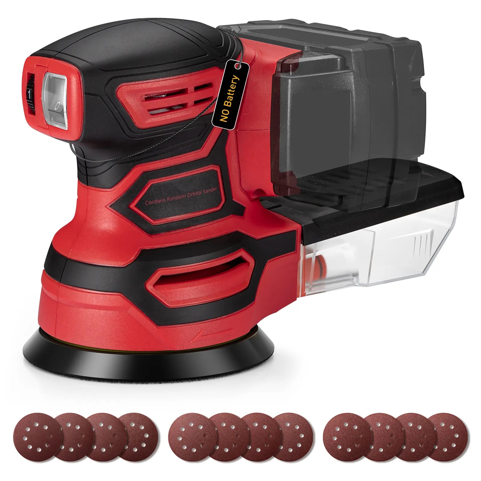【No Battery】Cordless Random Orbital Sander, Brushless Electric Sander, 6-Speed (6000-12000 RPM), 5 inches Pad, Dust Collection, 12PCS Sandpapers (#80*4/#120*4/#240*4), Compatible with Milwaukee 18V Battery for Wood, Metal Sanding & Paint Removal