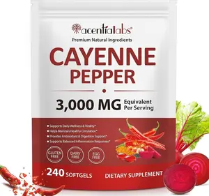 Cayenne Pepper Softgels Supplement with Beetroot, Hawthorn, Grape Seed, and Turmeric – Enriched with Vitamins D3 + K2 & E – Supports Circulation, Leg Vein, and Heart Wellness – 240 Softgels