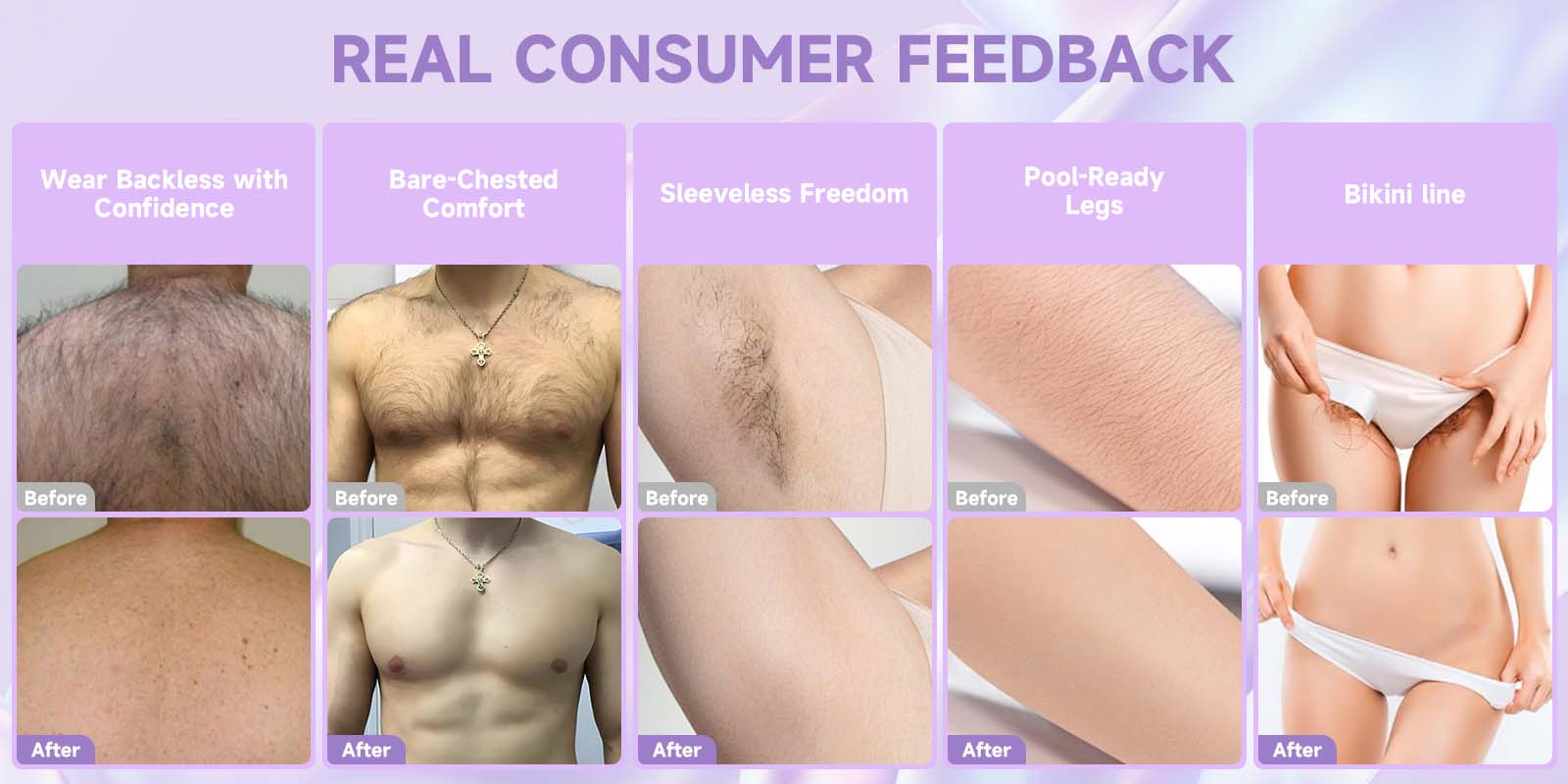 PHOFAY Pain-Free Bikini Hair Removal Cream for Sensitive Skin - Hypoallergenic, Fast-Acting Depilatory with Citrus Scent, Aloe, Hyaluronic Acid, Body Care Benefits, Portable Size for Multiple Areas, Suitable for Men & Women