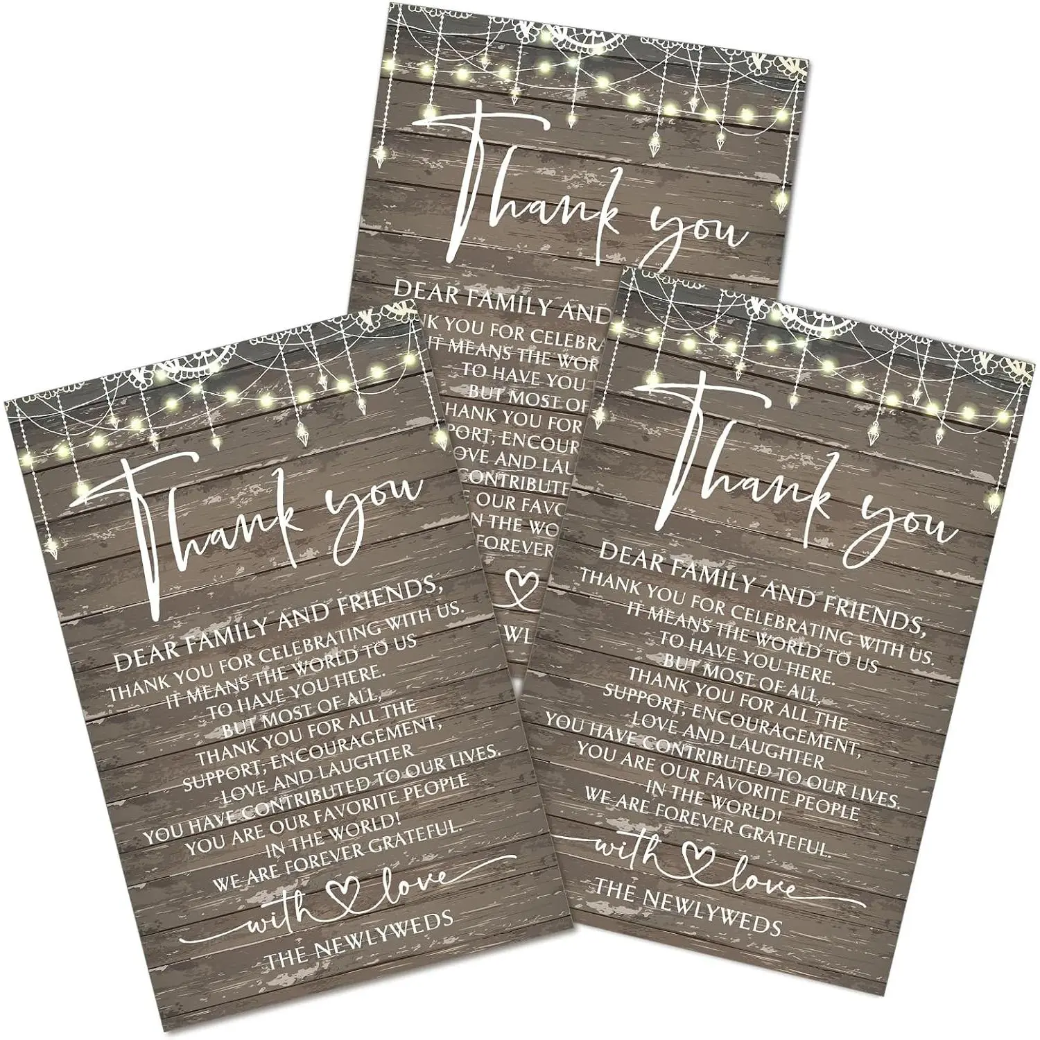 Rustic Sturdy Lightweight Double-Sided Wedding Thank You Place Cards (100-Count, 4x6 in) - Office Stationery for Bridal Showers, Engagement Parties