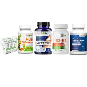LIVEGOOD 5-in-1 Daily Wellness Pack for Men & Women | Multivitamin with Iron, Probiotic, Magnesium, D3-K2, Factor4 | Energy, Heart, Immunity & Gut Support