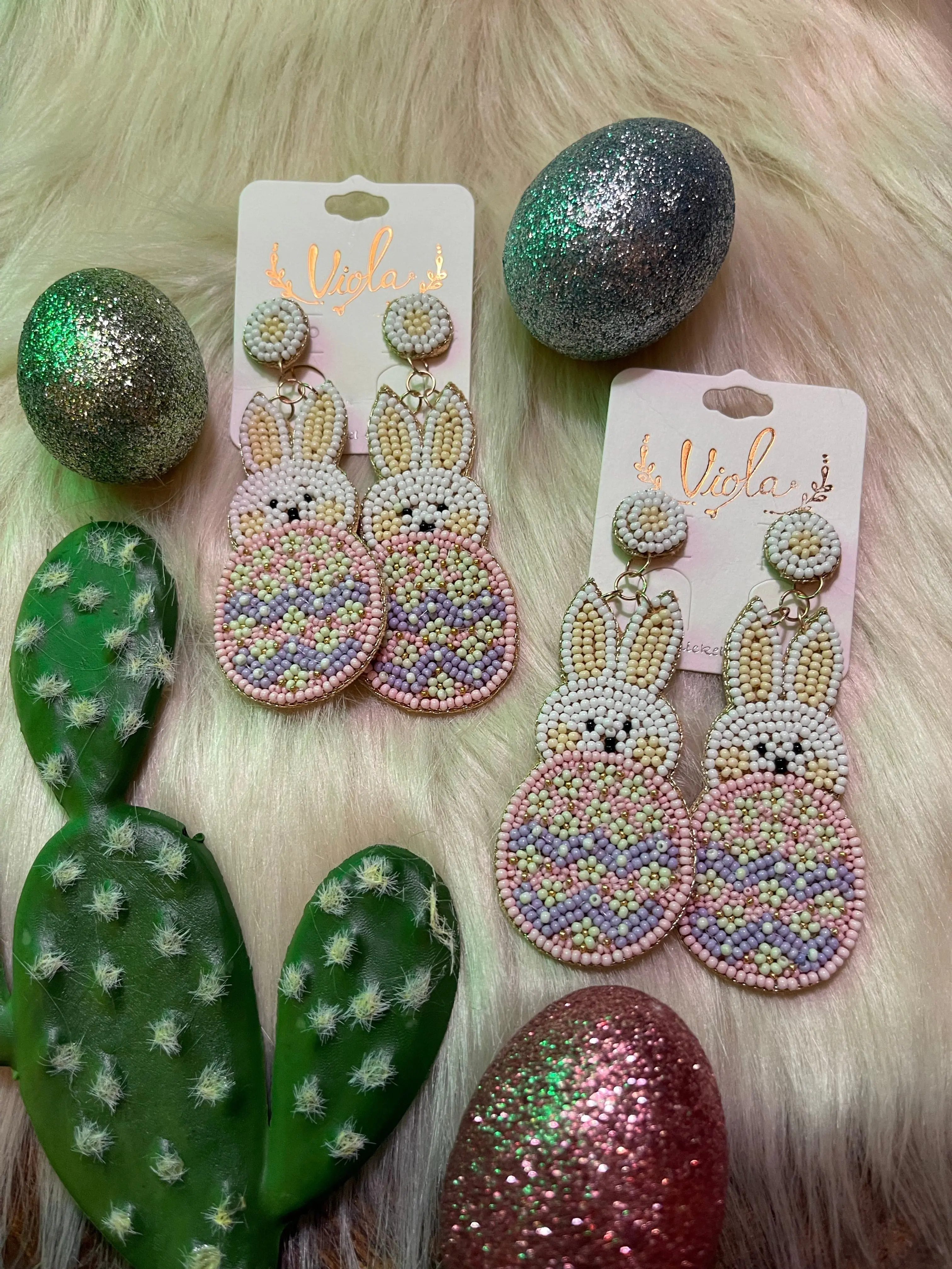 Beaded Easter bunny earrings