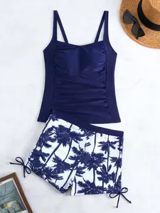Women's Printed High-Waisted Swimwear Set, Tankini with Shorts, Comfortable & Stylish Beach Wear, Tankini Set Bathing, Perfect for Summer Days, Ideal Gift for Her