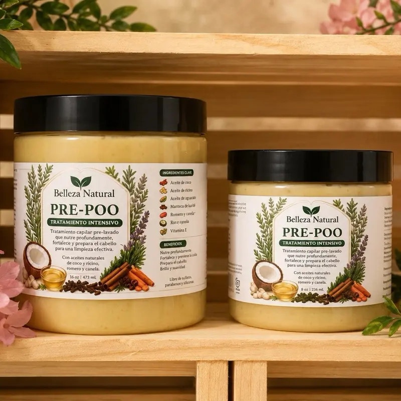 Belleza Natural Pre-Poo Hair Treatment for Dry Hair – Deep Moisturizing and Nourishing Formula with Flaxseed & Aloe Vera – Strengthens, Protects and Restores Hair – 16 oz