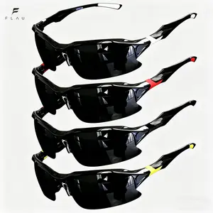 4PCS Trendy Sport Sunglasses for Men Women, UV400 Protection Wrap Around Shades, Half Frame Outdoor Cycling Eyewear for Running Driving Fishing