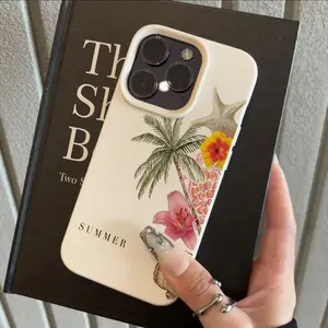 Mobile phone case: Summer design with flowers, palm trees and stars in TPU for iPhone 17 16 15 14 13 12 11 PRO MAX PLUS 16E 17 AIR XR XS MAX Series - Anti-drop protective style