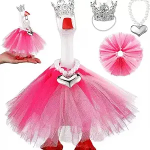 3-Piece Mini Desktop Duck Set, Includes Crown Necklace, Ballet Dress, Princess, Ideal Gift for Christmas, Birthday, Holiday Decor